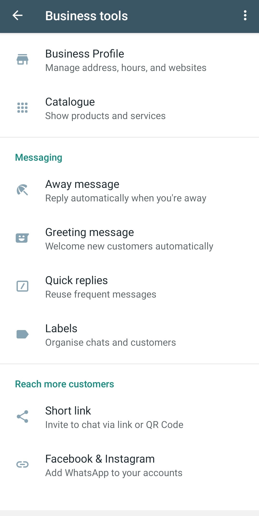 how to set an away message on whatsapp business