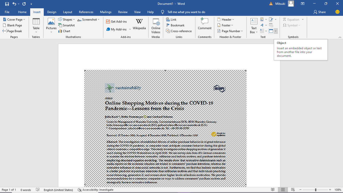 how to insert pdf to word