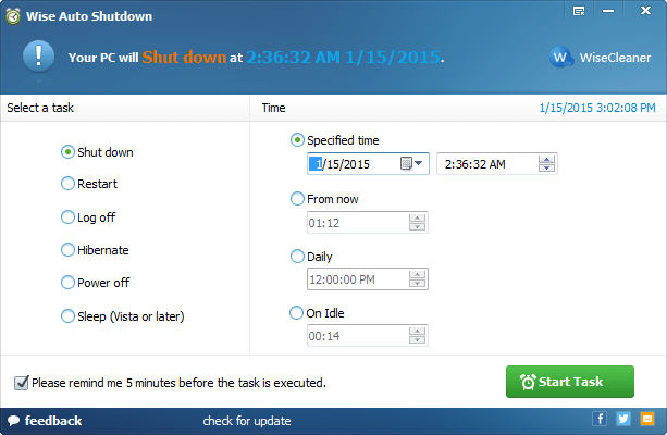 How to Make Windows 10 Automatically Shut Down, Reboot, Log Off Or Sleep using Wise Auto Shutdown 
