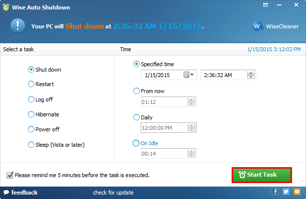 How to Make Windows 10 Automatically Shut Down, Reboot, Log Off Or Sleep using Wise Auto Shutdown