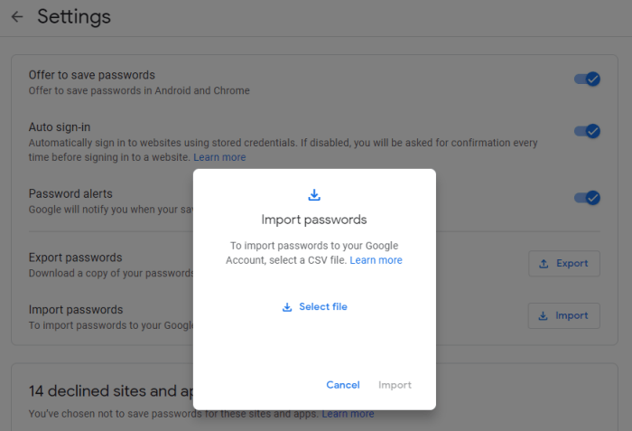 How To Import Passwords Into Google Chrome Using A CSV File at Windows