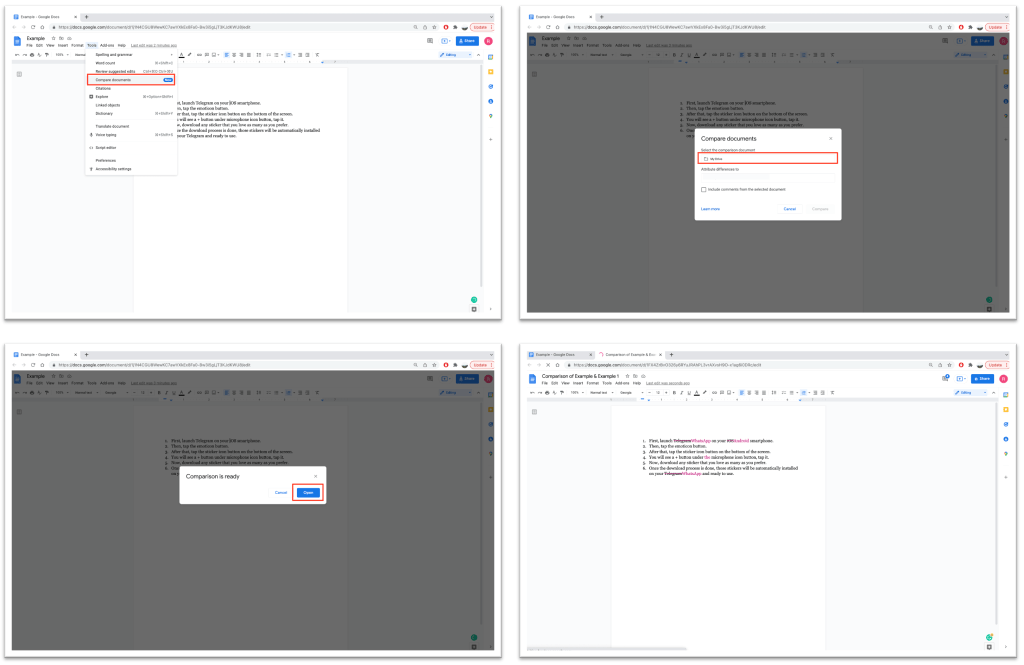 How to Compare Two Documents in Google Docs 1