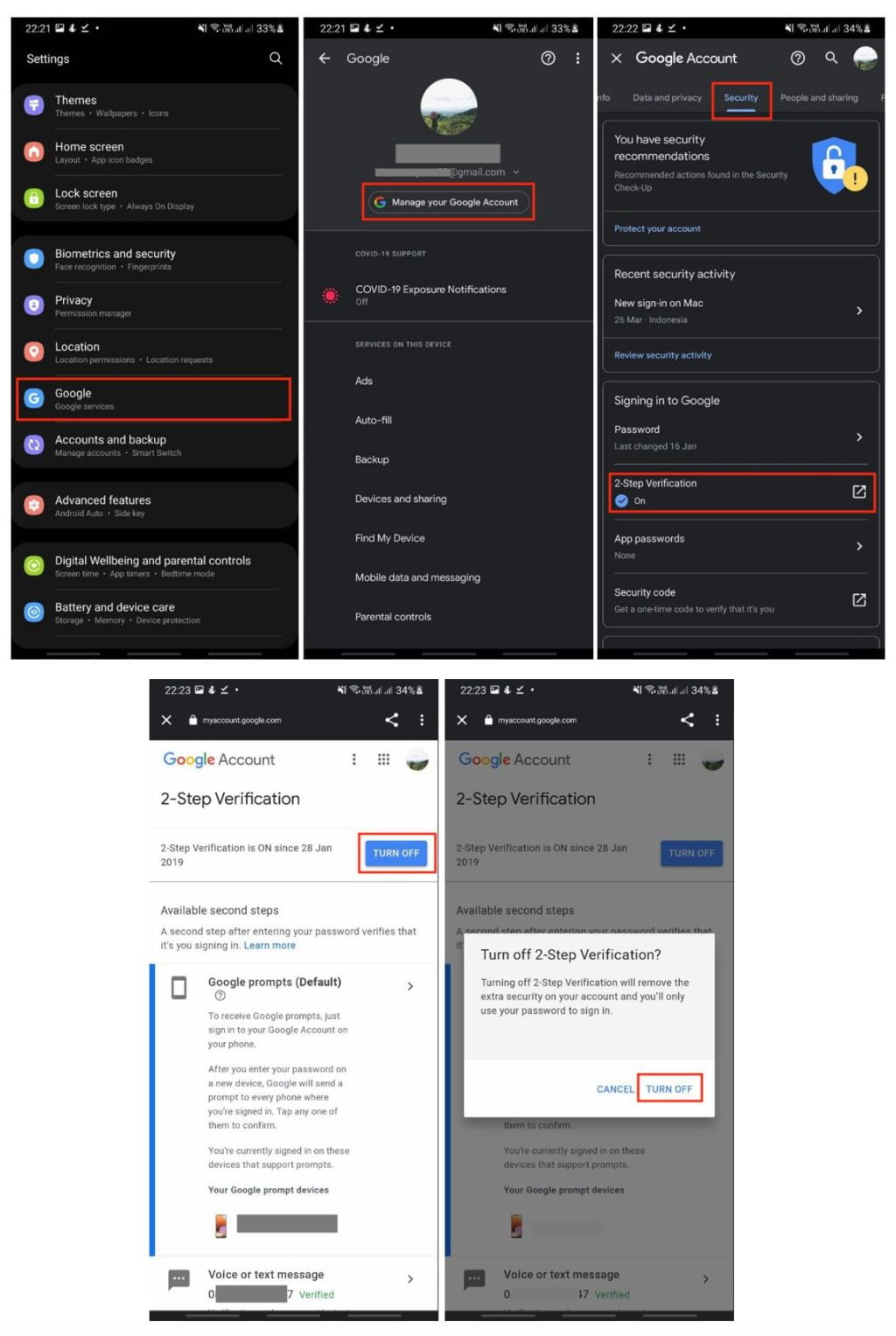 How to Disable 2 Step Authentication on Your Google Account on Android