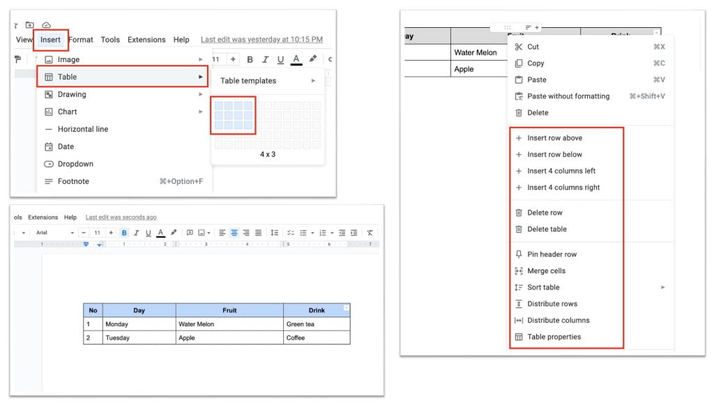 How to Create Table in Google Docs