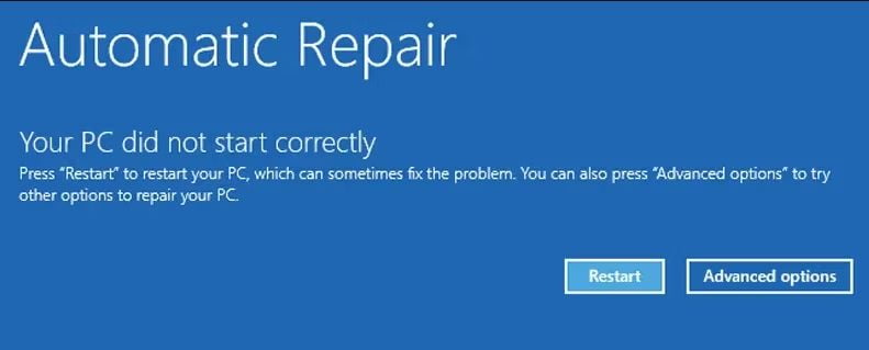 How to Fix Error “Your PC Did Not Start Correctly” on Windows PC