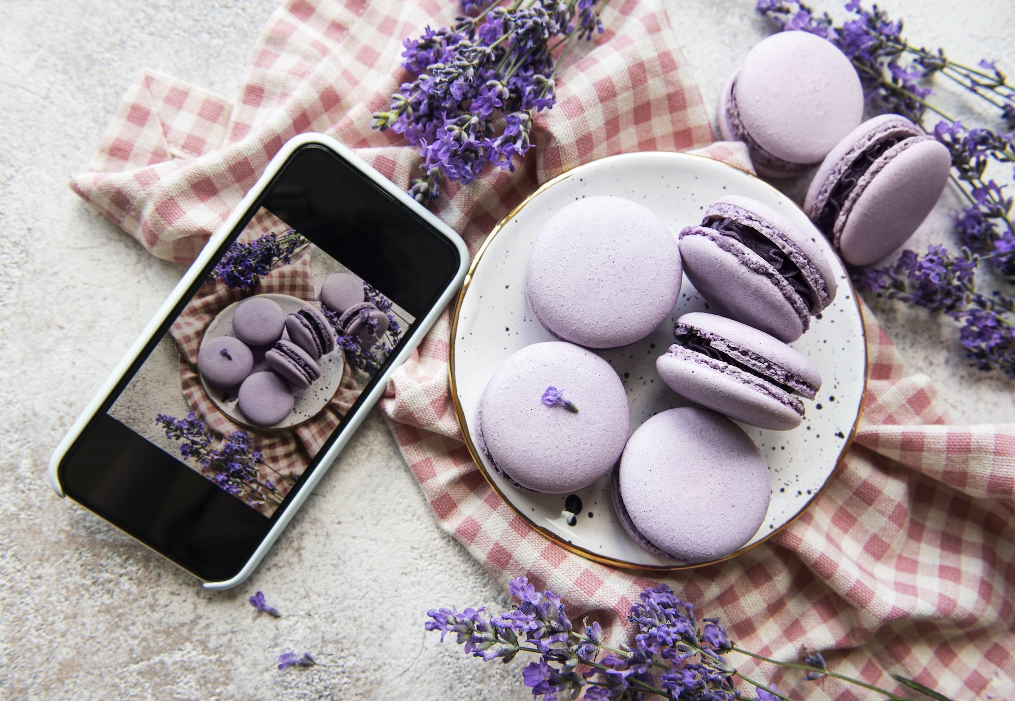 French macarons with lavender flavor